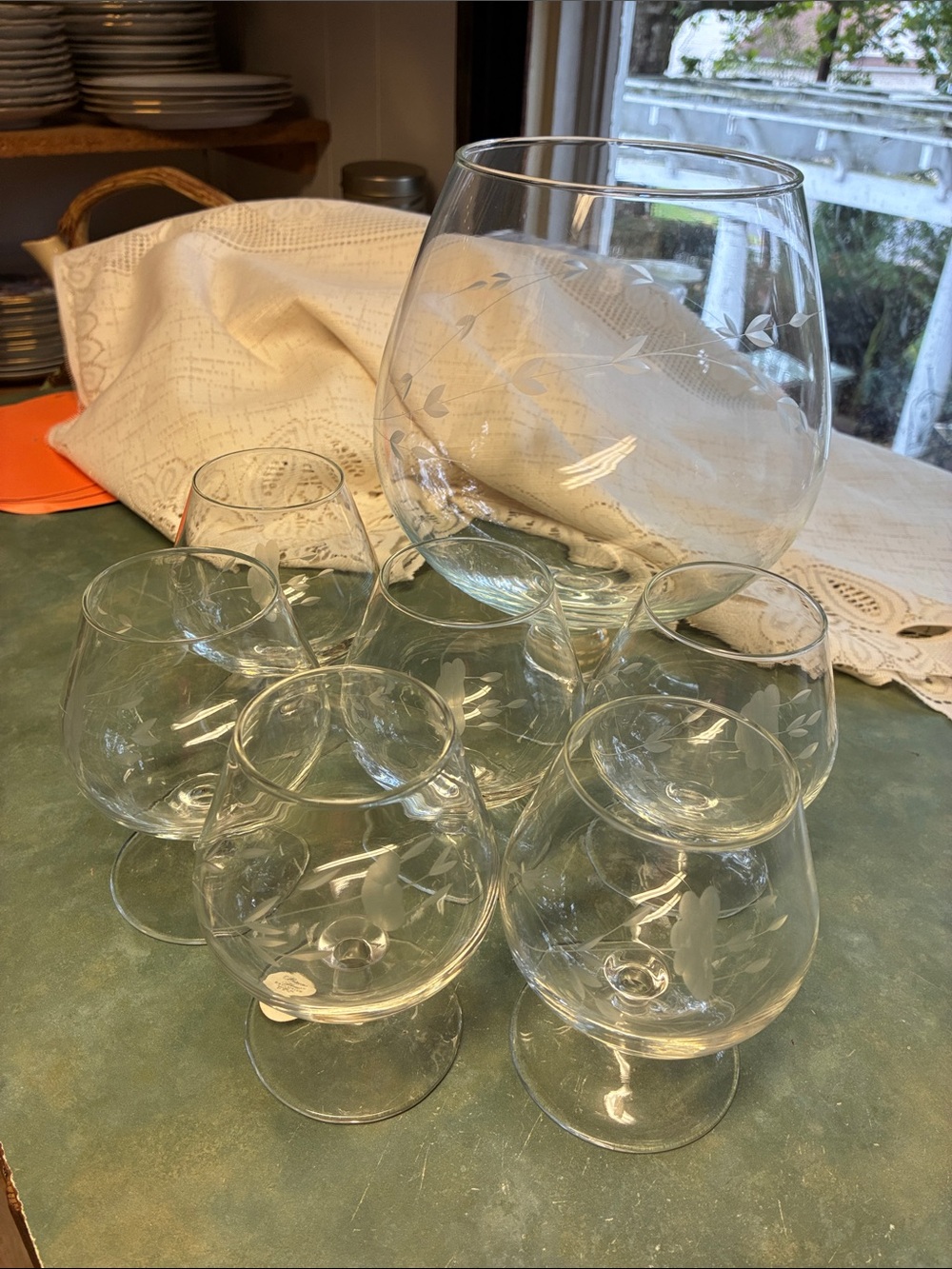 Princess House Etched Clear Glass Brandy Snifter Set - Clear